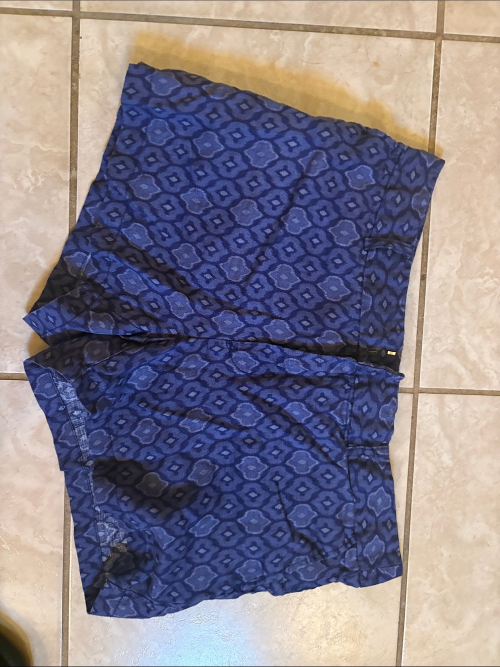 Cynthia Rowley Blue Geometric Pull-On Shorts